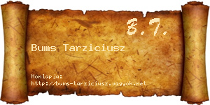 Bums Tarziciusz névjegykártya